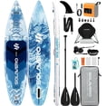 thumbnail image 1 of SOLAVERO 12'5"×33" Extra Large Inflatable Stand Up Paddle Board with Seat Premium Accessories, Anti-Slip EVA Deck SUP Board For 2+1, 1 of 9
