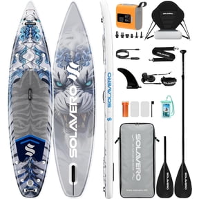 SOLAVERO 12'5"×33" Extra Large Inflatable Stand Up Paddle Board with Seat & Electric Pump, 600lb Capacity Ultra-Stable SUP Board for Adults & Youth
