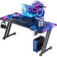 thumbnail image 1 of HLDIRECT 47 inch Gaming Desk with Led Lights, Gaming Table with Cup Holder & Headphone Hook for Adults, Black, 1 of 7
