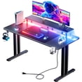 thumbnail image 1 of HLDIRECT 55 inch Gaming Desk with LED Lights & Power Outlet, Computer Gamer Desk with Monitor Stand, 1 of 8