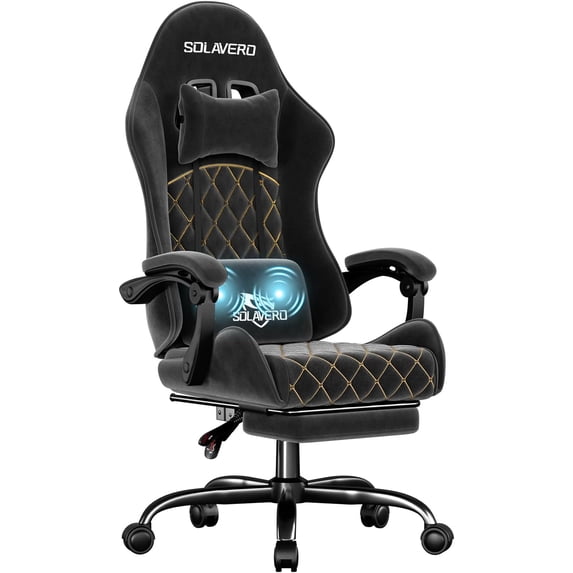 HLDIRECT Gaming Chair, Ergonomic Fabric Gamer Chair, Video Game Chair with Footrest and Massage Lumbar Cushion, Computer Office Chair
