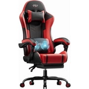 HLDIRECT Ergonomic High Back Gaming Chair with Pocket Spring Cushion, Game Chair with Footrest & Lumbar Massage, Gamer Chair, Computer Chair for Adults, Black &