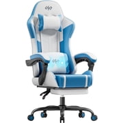 HLDIRECT Ergonomic High Back Gaming Chair with Pocket Spring Cushion, Game Chair with Footrest & Lumbar Massage, Gamer Chair, Computer Chair for Adults, White &