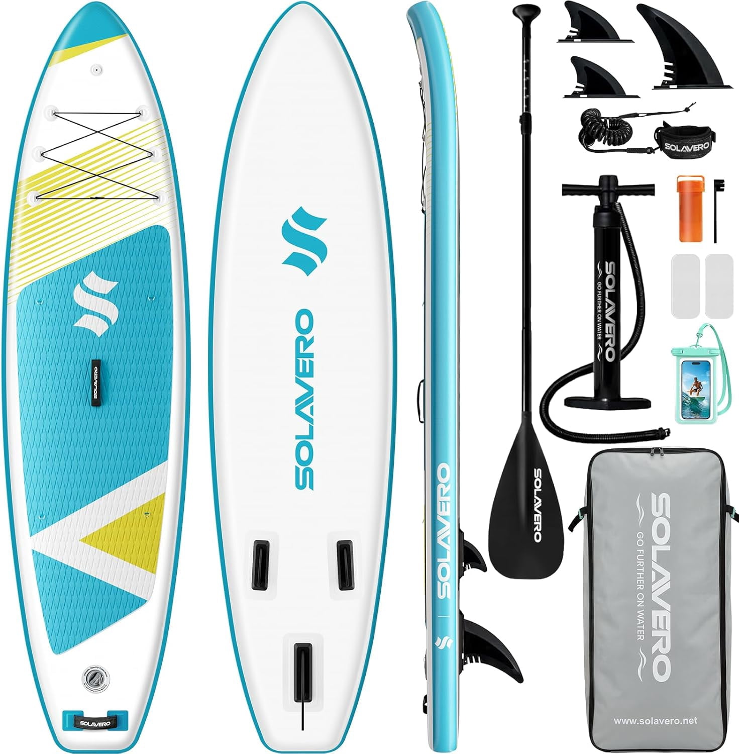 SOLAVERO Inflatable Stand Up Paddle Board for 2 Person, Ultra-Light SUP Board with Accessories for Adults & Youth of All Skill Levels