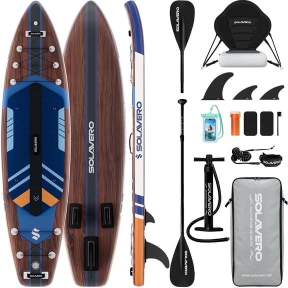 SOLAVERO 11'6" x 35" Inflatable Stand Up Paddle Board with Seat, Extra Long & Wide SUP Board, Non-Slip Stable Deck for Adults & Youth