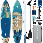 SOLAVERO Inflatable Stand Up Paddle Board with SUP Accessories, Anti-Slip EVA Deck, 11 33" Blow Up Paddle Board Adults & Youth