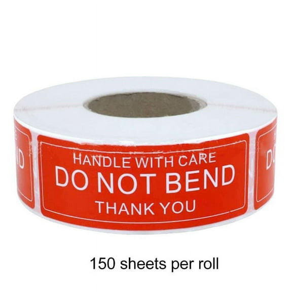 HLGDYJ 150 & 500Pcs/Roll Warning Sticker Handle With Care DO NOT BEND 2.5x7.5cm Transport Packaging Remind Labels