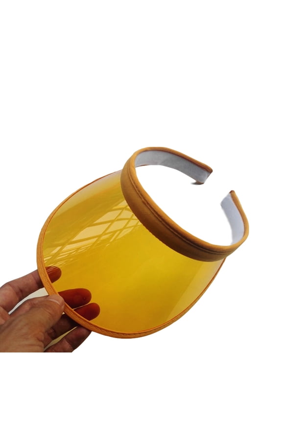 Womens Unisex Summer Sweet Candy Color UV Protection Open Top Sun Visor Hat Transparent PVC Plastic Wide Brim Clip-On Sport Running Beach Cap 10 Colors