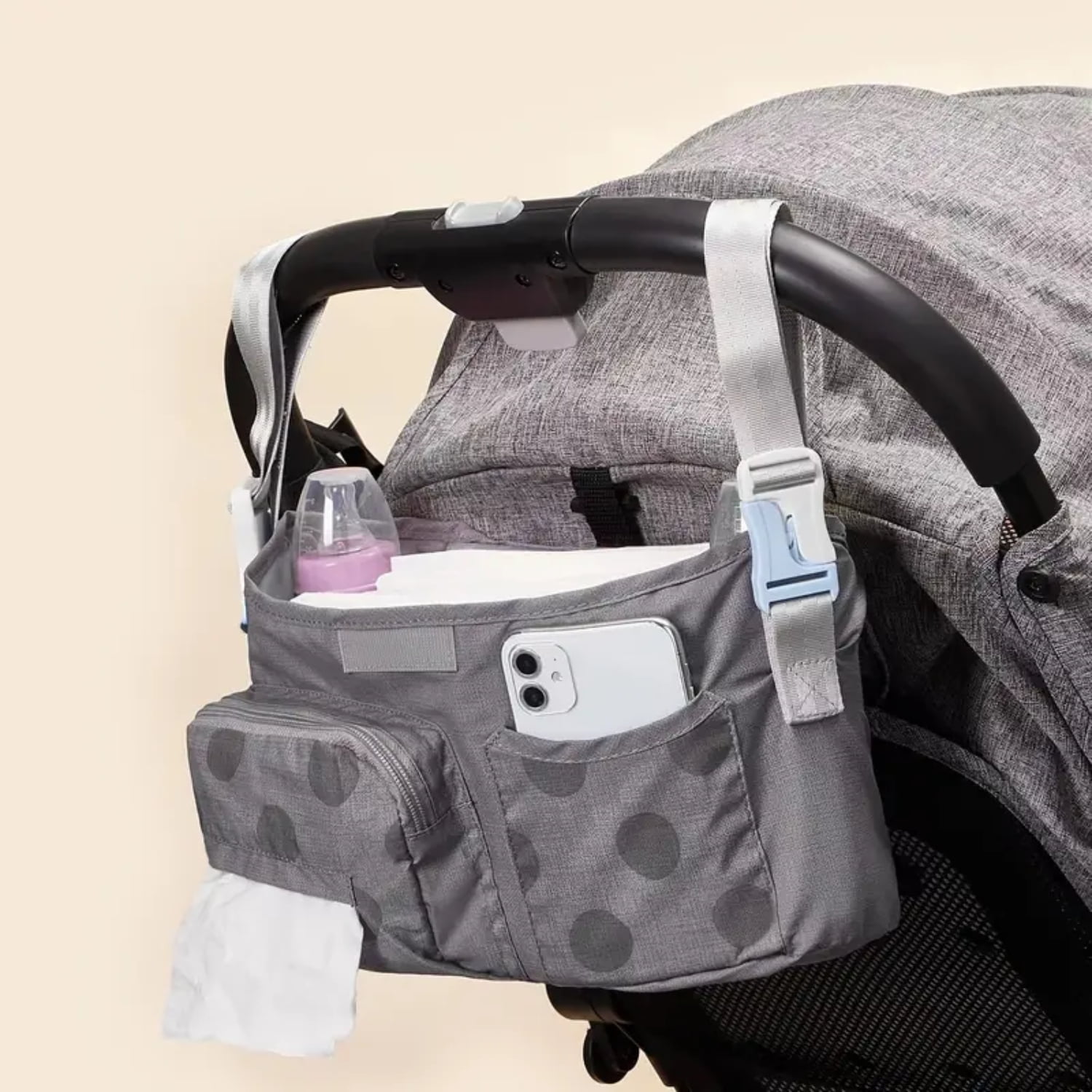HLJHKJWM Versatile 4 Colors Portable Diaper Baby Stroller Shoulder Bag