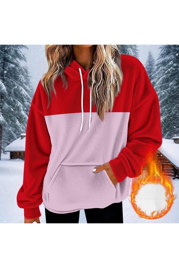 Hoodies For Women Fuzzy Fleece Hoodies Sweatshirts Casual Shaggy Winter Clothing With Pockets Bronze S-Xxl