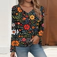 thumbnail image 1 of HLKJKLS Long Sleeve Shirts For Women Casual Long Sleeve V Neck T Shirt Polyester Spandex Spring Winter Fashion Black S-Xxl, 1 of 7