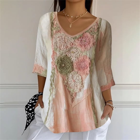 HLKJKLS Long Sleeve Shirts For Women Casual Patchwork Print Bubble Wrinkle Top In We Wear Tee Support Awareness Multicolor S-3Xl