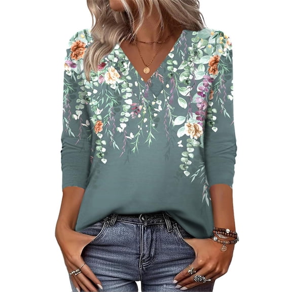 HLKJKLS Long Sleeve Shirts For Women Casual V Neck Long Sleeve Basic Tee Loose Fit Fall Trendy T Shirt Black S-3Xl