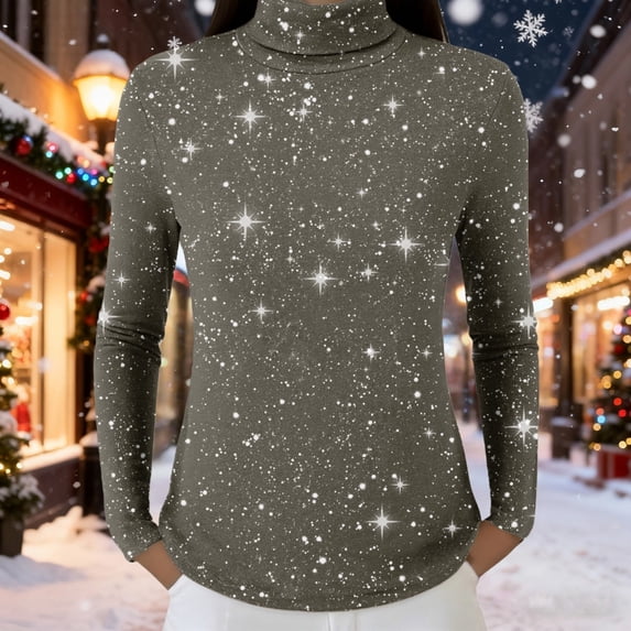 HLKJKLS Long Sleeve Shirts For Women Cozy Cowl Neck Sequin Knitted Pullover Loose Fall Winter Trendy Warm Sweater Green M-5Xl