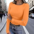 thumbnail image 1 of HLKJKLS Long Sleeve Shirts For Women Crew Neck Long Sleeve Light Fleece Basic T Shirt Delongs Casual Comfortable Orange S-3Xl, 1 of 7