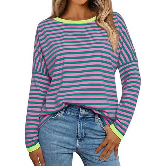 HLKJKLS Long Sleeve Shirts For Women Round Neck Long Sleeve Loose T Shirt Soft Polyester Autumn Winter Commute Purple S-3Xl