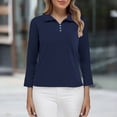 thumbnail image 1 of HLKJKLS Long Sleeve Shirts For Women Solid Color Long Sleeve Collar Slimming Base Shirt Cotton Spring Winter Casual Blue M-4Xl, 1 of 9
