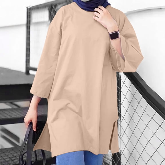 HLKJKLS Long Sleeve Shirts For Women Stand Up Collar Button Solid Color Long Sleeved Loose Cotton Autumn Shirt Beige S-5Xl