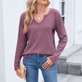 thumbnail image 1 of HLKJKLS Long Sleeve Shirts For Women V Neck Long Sleeve Loose T Shirt Polyester Autumn Winter Fashionable Casual Red S-Xxl, 1 of 9