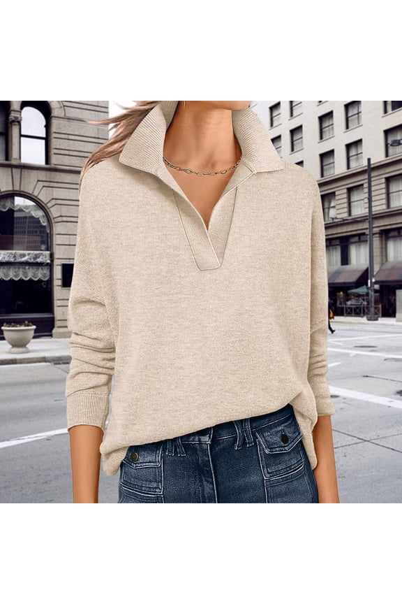 Long Sleeve Shirts For Women Wool Blend Soft Warm Breathable Fall Pullover Sweatshirt Casual Top Beige S-5Xl