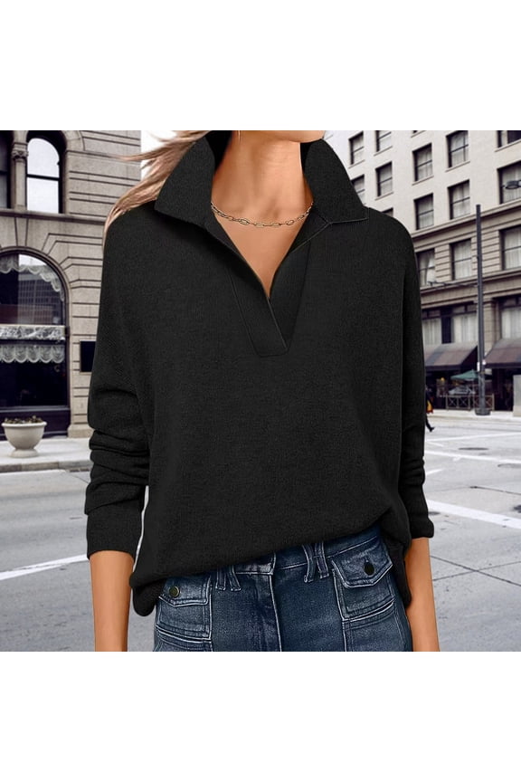 Long Sleeve Shirts For Women Wool Blend Soft Warm Breathable Fall Pullover Sweatshirt Casual Top Black S-5Xl