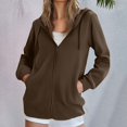 thumbnail image 1 of HLKJKLS Long Sleeve Shirts For Women Zip Up Hooded Cardigan With Large Pockets Long Sleeve Polyester Cotton Blend Yellow S-3Xl, 1 of 8