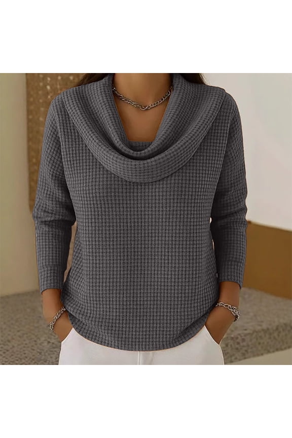 Oversized Sweatshirt For Women Cozy Knit Fall Winter Cowl Neck Long Sleeve Loose Pullover Tops Gray S-3Xl