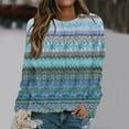 thumbnail image 1 of HLKJKLS Oversized Sweatshirt For Women Star Print Hoodless Long Sleeve Side Split Loose Pullover Sweatshirt Blue S-3Xl, 1 of 5