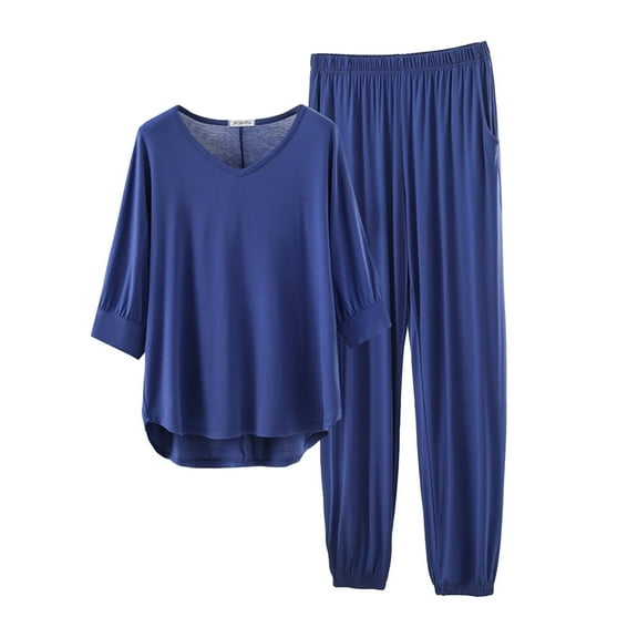 HLKJKLS Pajamas For Women Set 3/4 Sleeve Pajama Pants Set Thin Cotton Soft Comfortable Casual Outdoor Home Wear Multicolor M-Xxl