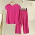 thumbnail image 1 of HLKJKLS Pajamas For Women Set Plus Size Short Sleeved 3/4 Length Pants Pajama Set Cotton Linen Soft Breathable Loose Home Wear For Daily Use Pink Xl-4Xl, 1 of 9