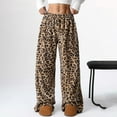 thumbnail image 1 of HLKJKLS Sweatpants Women Leopard Print High Waisted Baggy Trousers Fuzzy Pajama Sleepwear Soft Polyester Fabric Casual Lounge Brown S-Xl, 1 of 6