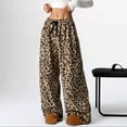 thumbnail image 1 of HLKJKLS Sweatpants Women Leopard Print High Waisted Baggy Trousers Fuzzy Pajama Sleepwear Soft Polyester Fabric Casual Lounge Brown S-Xl, 1 of 7