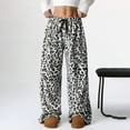 thumbnail image 1 of HLKJKLS Sweatpants Women Leopard Print High Waisted Baggy Trousers Fuzzy Pajama Sleepwear Soft Polyester Fabric Casual Lounge White S-Xl, 1 of 8