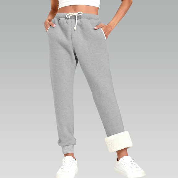 HLKJKLS Sweatpants Women Warm Lined Athletic Sweatpants High Waisted Jogger Pants Fleece Lined Winter Thicken Polyester Spandex Multicolor S-6Xl