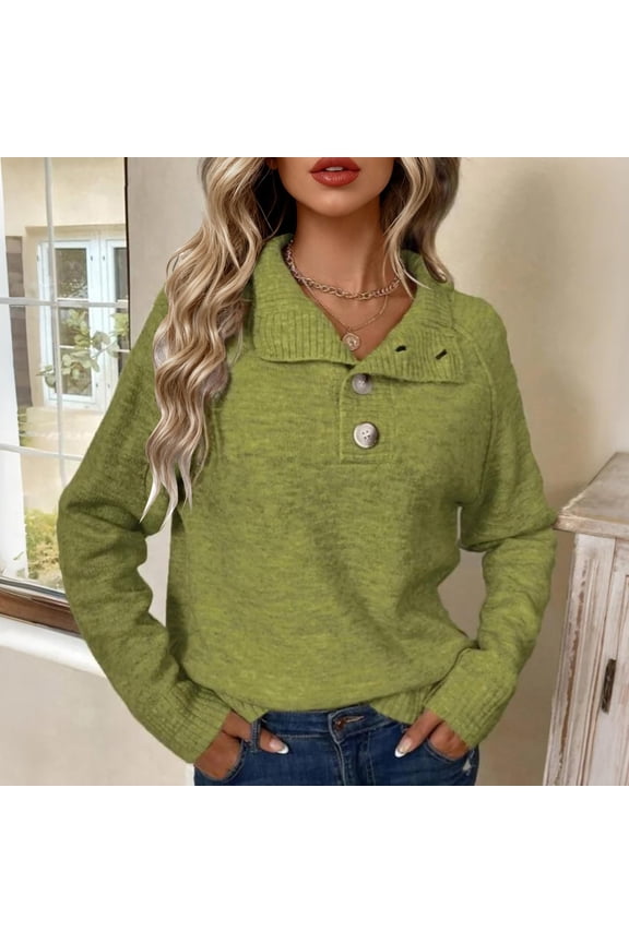 Winter Clothing For Women Button Decorated Stand Collar Woolen Top Long Sleeve Loose Fit Autumn Winter Casual Green S-Xl