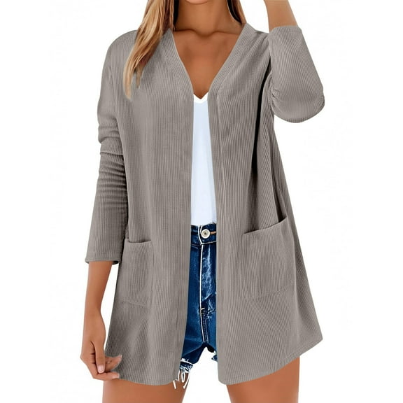 HLKJKLS Winter Clothing For Women Casual Long Sleeve Solid Color Corduroy Cardigan Soft Stretchy Comfortable Polyester Multicolor S-Xxl