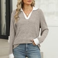 thumbnail image 1 of HLKJKLS Winter Clothing For Women Contrast Collar Long Sleeve Ribbed Lightweight Sweater Casual Fall Slimming Top Yellow S-Xxl, 1 of 8