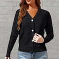 thumbnail image 1 of HLKJKLS Winter Clothing For Women Lightweight V Neck Cardigan Button Down Cable Knit Sweater Long Sleeve Knit Fabric Black Xs-Xxl, 1 of 5