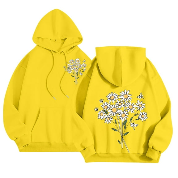HLKJKLS Winter Clothing For Women Oversized Cute Graphic Hoodie Fleece Lined Sweatshirt With Hood Fall Casual Polyester Yellow Xs-3Xl