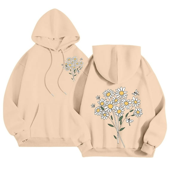 HLKJKLS Winter Clothing For Women Oversized Cute Graphic Hoodie Fleece Lined Sweatshirt With Hood Fall Casual Polyester Yellow Xs-3Xl