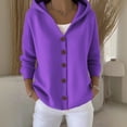 thumbnail image 1 of HLKJKLS Winter Clothing For Women Solid Color Button Knitted Hooded Cardigan Sweater Loose Autumn Winter Purple S-5Xl, 1 of 5