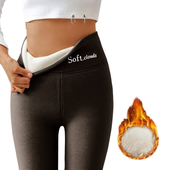 HLKJKLS Yoga Pants Women High Waisted Fleece Leggings Thermal Tights Warm Winter Stretchy Workout Pants Polyester Brown S-Xxl