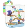 thumbnail image 1 of HLL 18" 5 Tier Hamster Cage with Tubes and Tunnels, Small Animal Cage with Portable Carry Handle, Gerbil Cage with Water Bottle, Food Dish, Exercise Wheel, Light Blue, 1 of 18