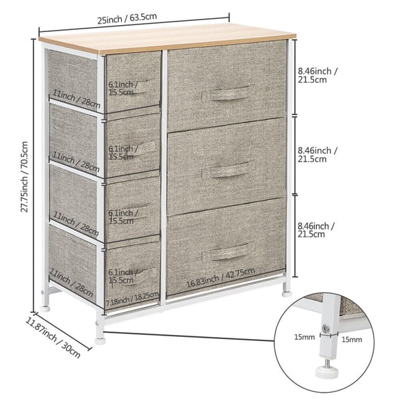 HLL with 2 3 5 7 Bin Drawers Fabric Storage Tower Organizer Unit for Bedroom Organizer Unit for Bedroom, Living Room, Hallway, Closets(7-Drawer Beige)