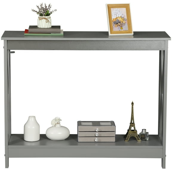 HLL 39" Grey Console Table Accent Side Stand Sofa Espresso Display Storage Shelf