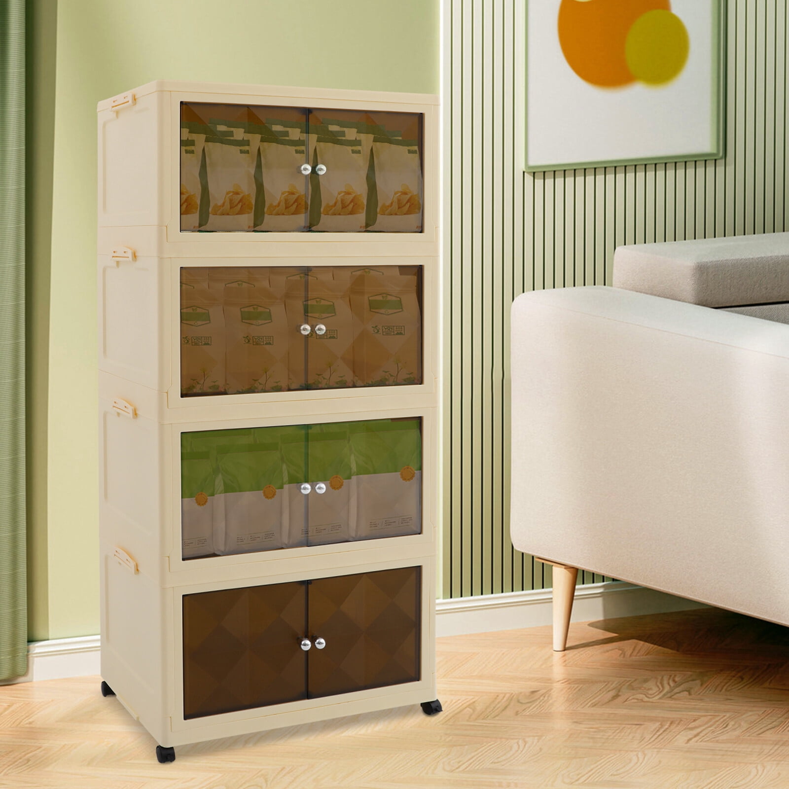 HLL 4-tier Folding Storage Boxes Plastic Multi-tier Storage Bin ...