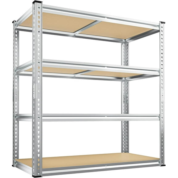 HLL 40" W Garage Shelving 2000LBS Storage Shelves Adjustable Metal Shelving 4 Tier Pantry Shelves for Closet Basement Kitchen 40" W x 19.7''D x 60''H, Silver