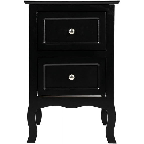 HLL Black Nightstand with 2 Drawers, Night Stands for Bedrooms, Small Bed Side Table/White Night Stand with Drawers for Small Spaces, College Dorm, Kids’ Room, Living Room, French, 16W x 12D x 24H