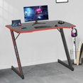 thumbnail image 1 of HLL Gmaing Desk PC Computer Desk Z Shaped Gaming Workstation Ergonomic Gaming Table with Headphone Hook for Home Office 35 in,Red, 1 of 9