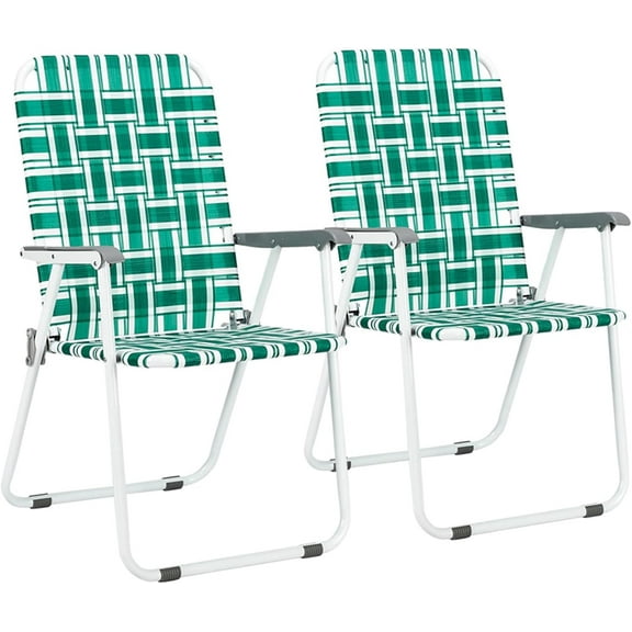 HLL Patio Lawn Webbed Folding Chairs1 Piece, Outdoor Beach Chair Portable Dining Chair for ir for Outdoor Yard, Garden(Green, Classic)
